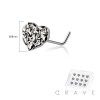 12PCS OF RUGGED HEART 316L SURGICAL STEEL L-SHAPE NOSE BOX